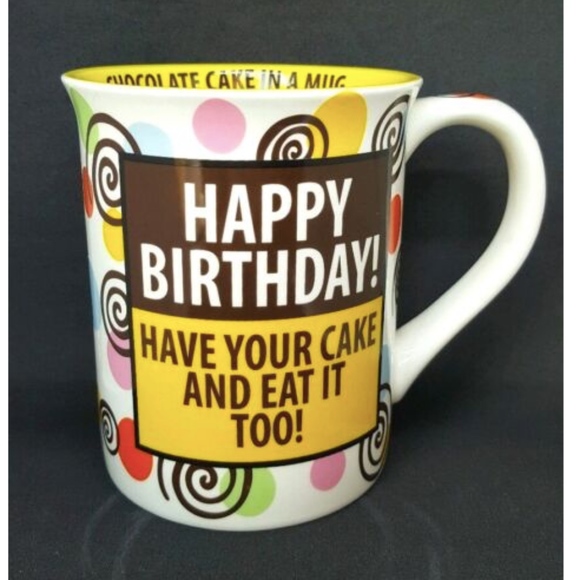 Mud Happy Birthday Coffee Mug Cup Ceramic Yellow 16 fl oz yellow white - Picture 2 of 7